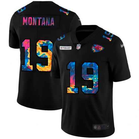 Kansas City Chiefs 19 Joe Montana Men Nike Multi Color Black 2020 NFL Crucial Catch Vapor Untouchable Limited Jersey